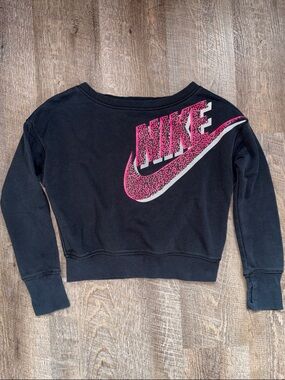 Girls Nike Black Crop Pullover